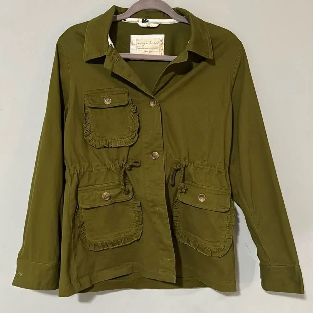 Evy’s Tree Cargo Green Ruffle Utility Jacket M